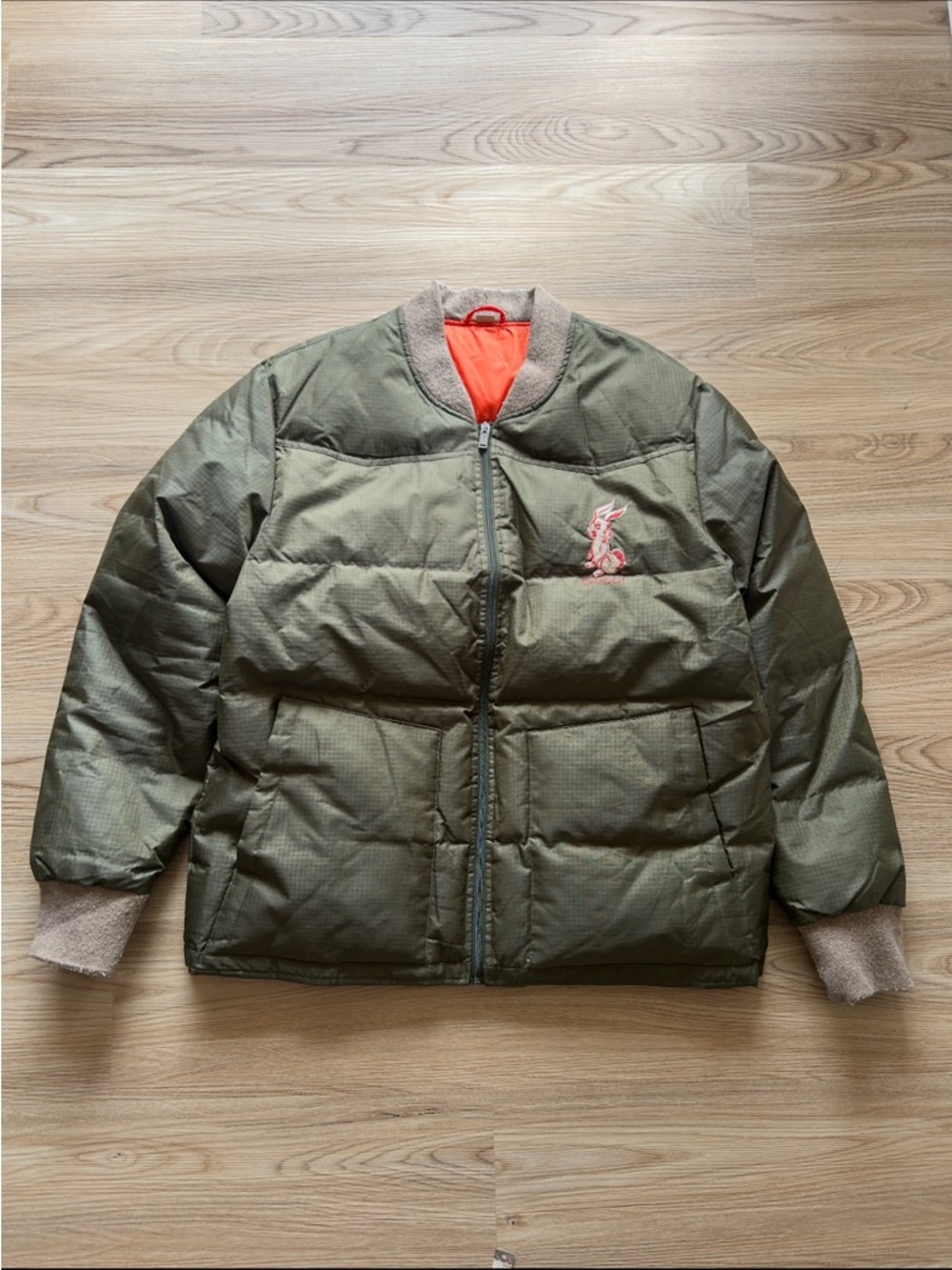 Gucci Olive Green Jacket with Bright Orange Lining